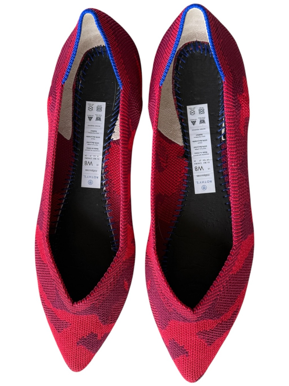 NWOT Size 8 Rothy’s Red Camo Flats